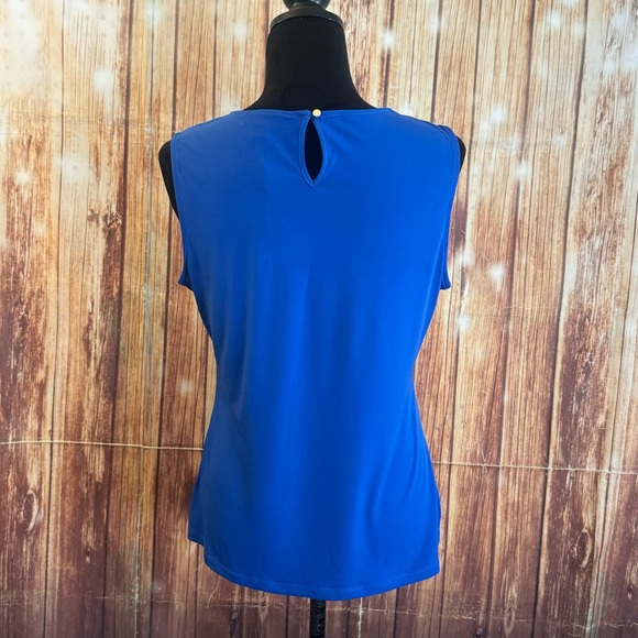 Calvin Klein Women’s Sleeveless Royal Blue Blouse Keyhole Front Back Size Medium - Picture 3 of 12